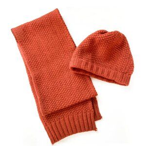 BODEN Wool Scarf & Hat Set, Burnt Red